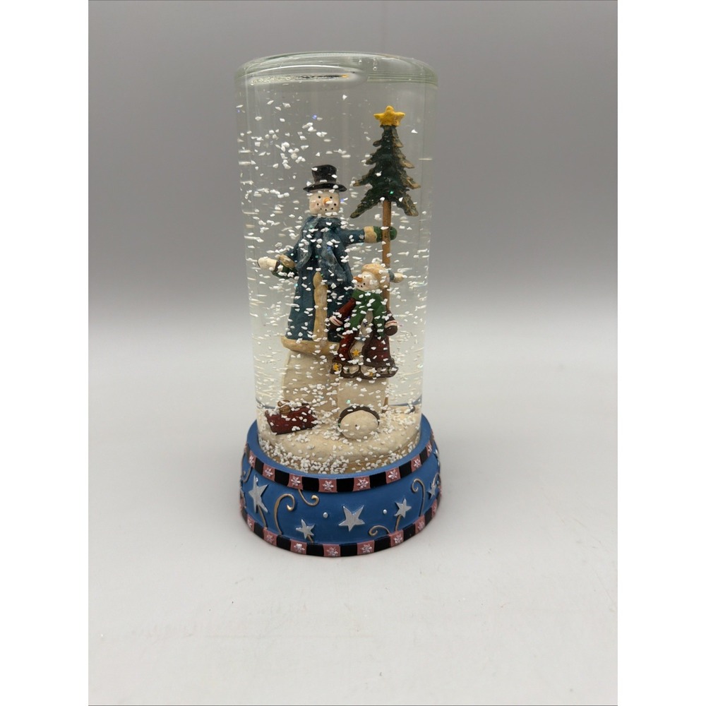 Christmas 2009 Waterballs/Traditional Snowman Snowglobe  Cylinder 7.5" Tall Star
